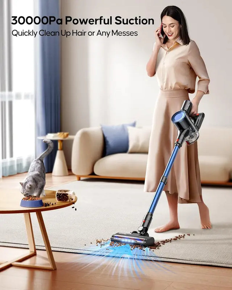 WLUPEL Hero 9E Cordless Vacuum Cleaner, 30KPA 400W Powerful Stick Vacuum with 45Mins Detachable Battery, 70000RMP Lightweight Handheld Vacuum with Adjustable Suction Modes for Hard Floor/Carpet/Pet Hair/Car