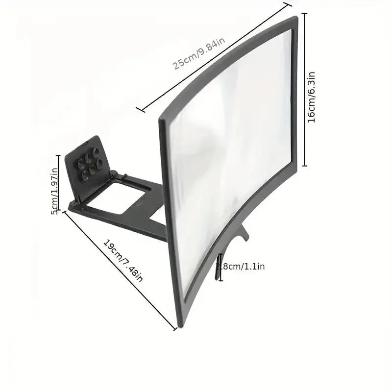Curved Screen Mobile Phone Screen Amplifier, Portable Desktop HD Video Magnifier, Lazy Phone Stand, Screen Magnifier Holder, Phone Accessories for Home Office