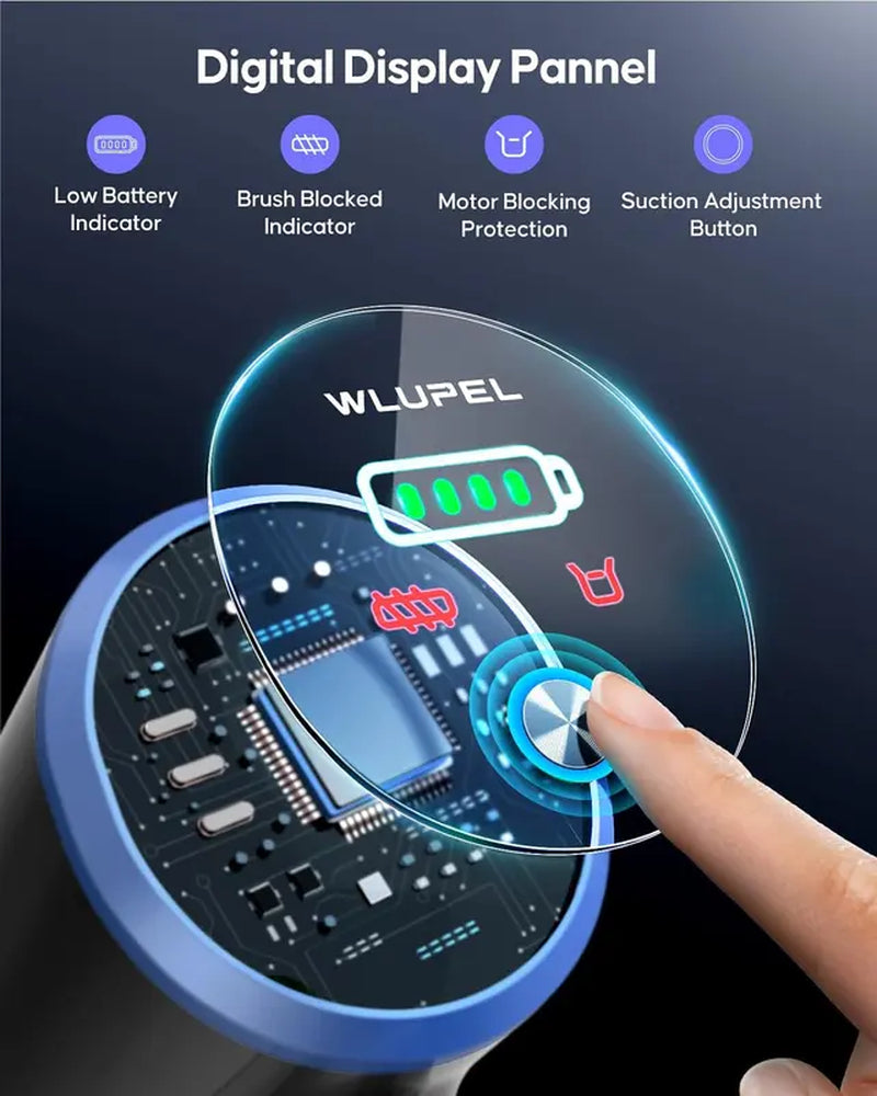 WLUPEL Hero 9E Cordless Vacuum Cleaner, 30KPA 400W Powerful Stick Vacuum with 45Mins Detachable Battery, 70000RMP Lightweight Handheld Vacuum with Adjustable Suction Modes for Hard Floor/Carpet/Pet Hair/Car